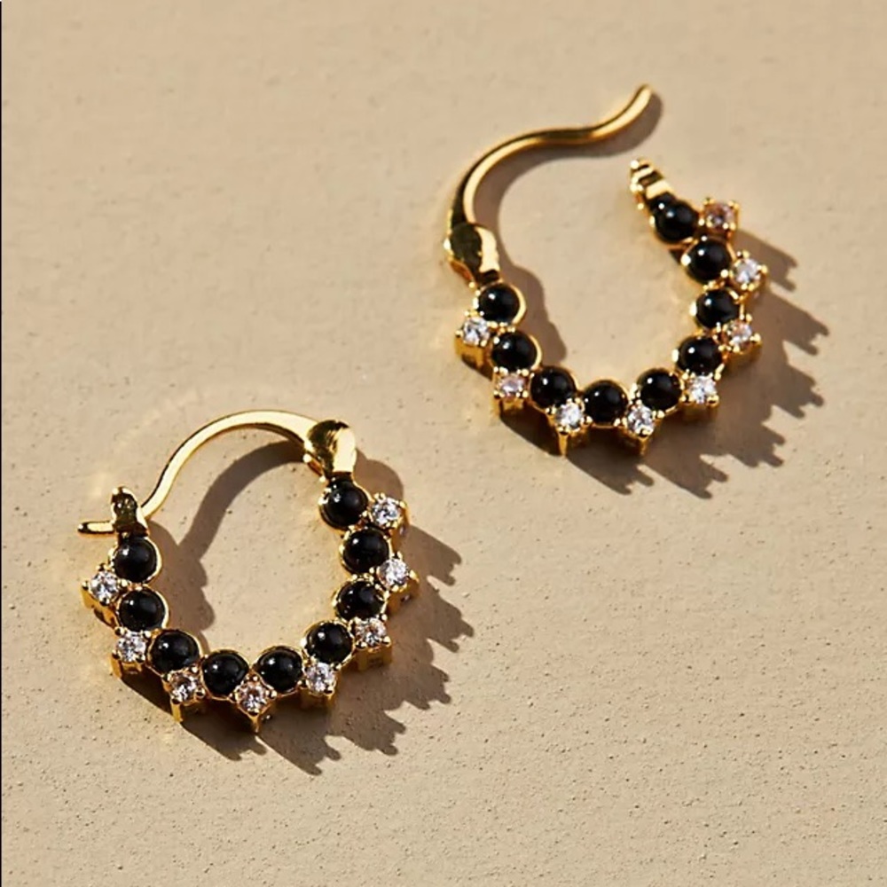 Anthropologie Opal Huggie Hoop Earrings